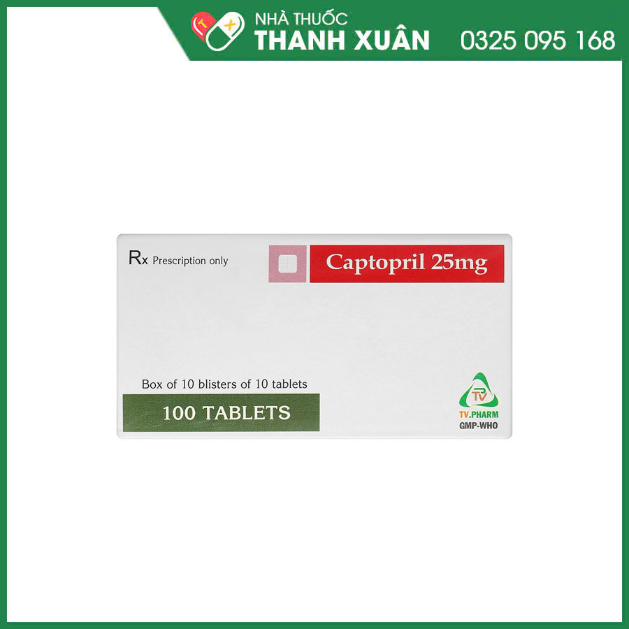 Captopril 25mg thuốc điều trị tình trạng tăng huyết áp và suy tim sung huyết